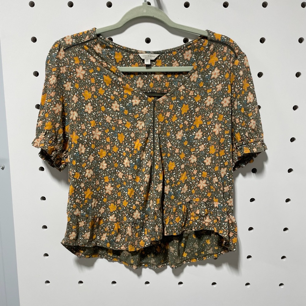 Lucky Brand Women boho floral cotton top Size S/P